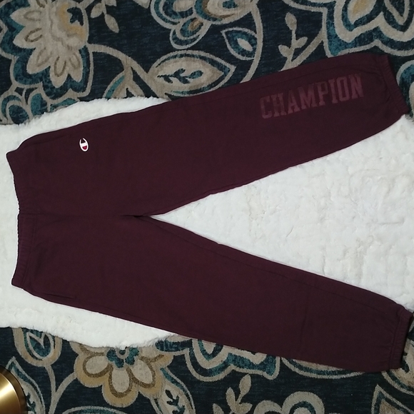 Champion reverse weave burgundy sweatpants logo spellout  medium - Picture 6 of 13